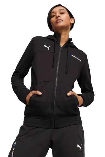 Куртка спортивна жіноча Puma BMW MMS WMN HDD Sweat Jacket чорного кольору 62136101