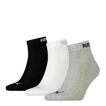 Шкарпетки чоловічі-жіночі Puma Quarter-V 3P чорно-біло-сірого кольору 88749804