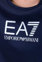 Футболка женская из джерси EA7 Emporio Armani темно-синего цвета
