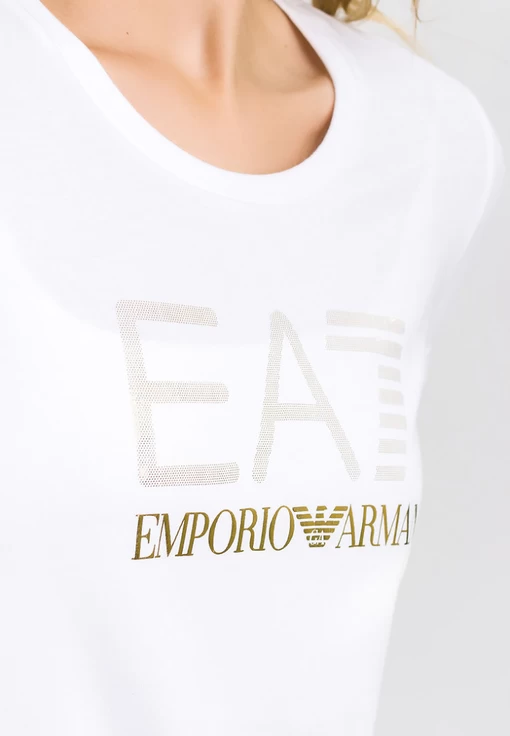 Футболка женская спортивная Emporio Armani EA7 белого цвета