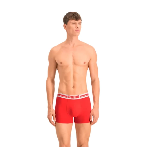 Нижнее белье мужское Puma Placed Logo Boxer Shorts 2 Pack черного и красного цвета