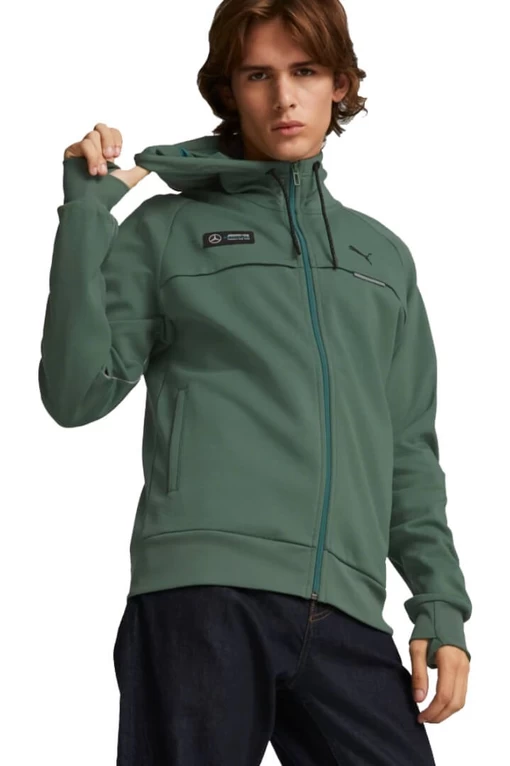 Куртка мужская Puma MAPF1 Hooded Sweat Jacket зеленого цвета