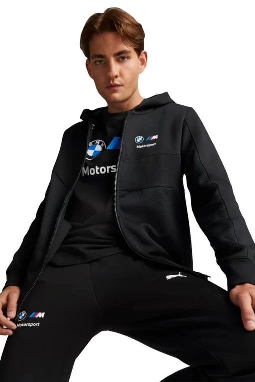 Светр чоловічий Puma BMW MMS Hdd Sweat Jacket чорного кольору
