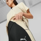 Леггинсы женские Puma EVOSTRIPE High-Waist Tights черно-бежевого цвета