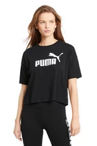 Футболка женская Puma ESS Cropped Logo Tee черного цвета