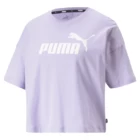 Футболка женская Puma ESS Cropped Logo Tee сиреневого цвета