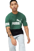 Футболка мужская Puma POWER Colorblock Tee зелено-черного цвета