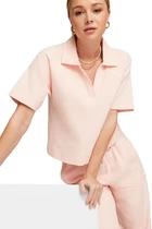 Футболка женская Puma HER Polo Tee светло-розового цвета