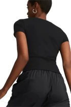 Футболка женская Puma Classics Ribbed Slim черного цвета