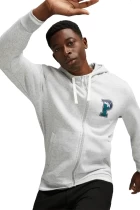 Куртка спортивная мужская Puma Squad FZ Hoodie светло-серого цвета