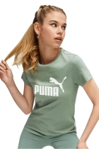 Футболка женская Puma ESS Logo Tee эвкалиптового цвета