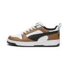 Кроссовки мужские-женские Puma Rebound v6 Low бело-черно-коричневого цвета