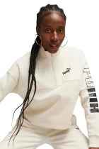 Худи женское Puma Power Colorblock Crew молочного цвета
