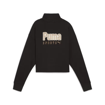 Толстовка жіноча Puma TEAM Half-Zip Crew чорного кольору