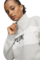 Худи женское Puma SQUAD Half-Zip FL серого цвета