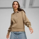 Толстовка женская Puma CLASSICS+ Half Zip Polo Crew бежевого цвета