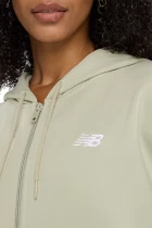 Худи женское New Balance Sport Essentials FT Full Zip оливкового цвета