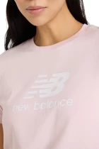 Футболка женская New Balance Sport Essentials Jersey Logo розового цвета