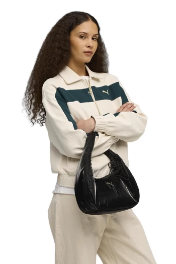Сумка жіноча PUMA UP Hobo Bag чорного кольору-metallic gold logo
