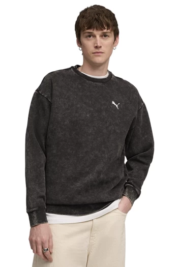 Світшот чоловічий PUMA ESS ELEVATED Wash Crew чорного кольору