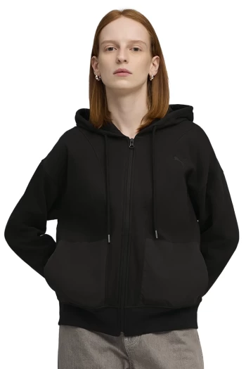 Худі жіноче PUMA HER Relaxed Full-Zip Hoodie чорного кольору