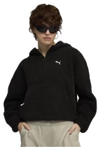 Худи женское PUMA WARDROBE ESS Polar FL Hoodie черного цвета