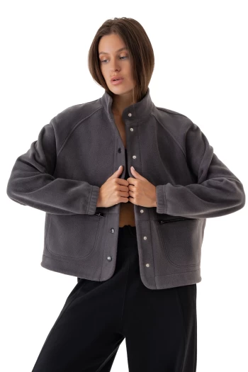 Бомбер жiночий FRND FOR FRIENDS Level Fleece темно-сірого кольору
