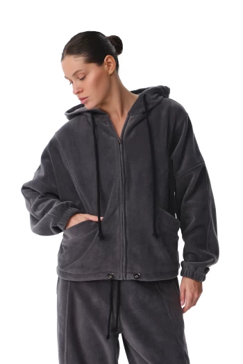 Худі на блискавці жіноче FRND FOR FRIENDS Paradox Polar Fleece темно-сірого кольору