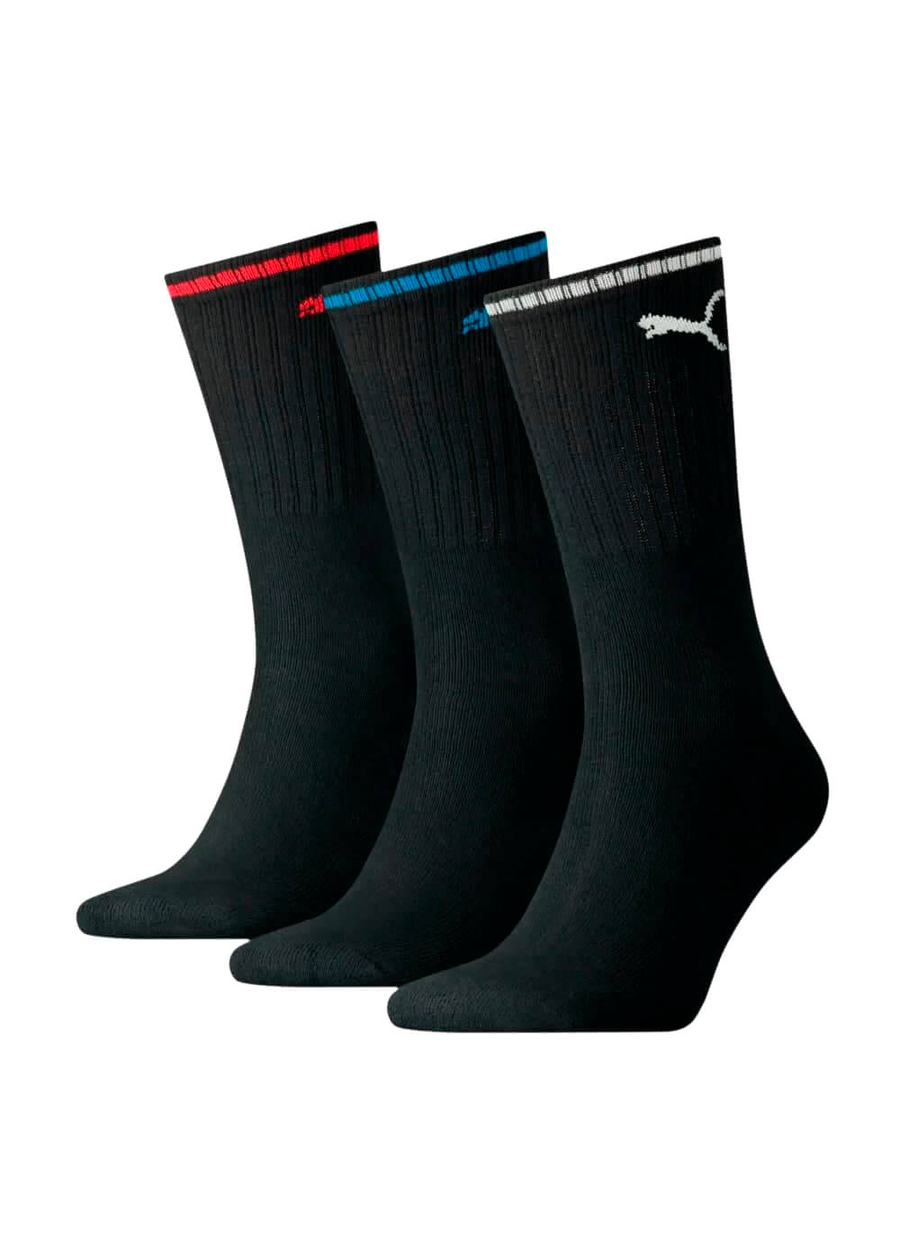 Шкарпетки чоловічі-жіночі Puma Sport Crew Stripe Socks 3 Pack чорного кольору