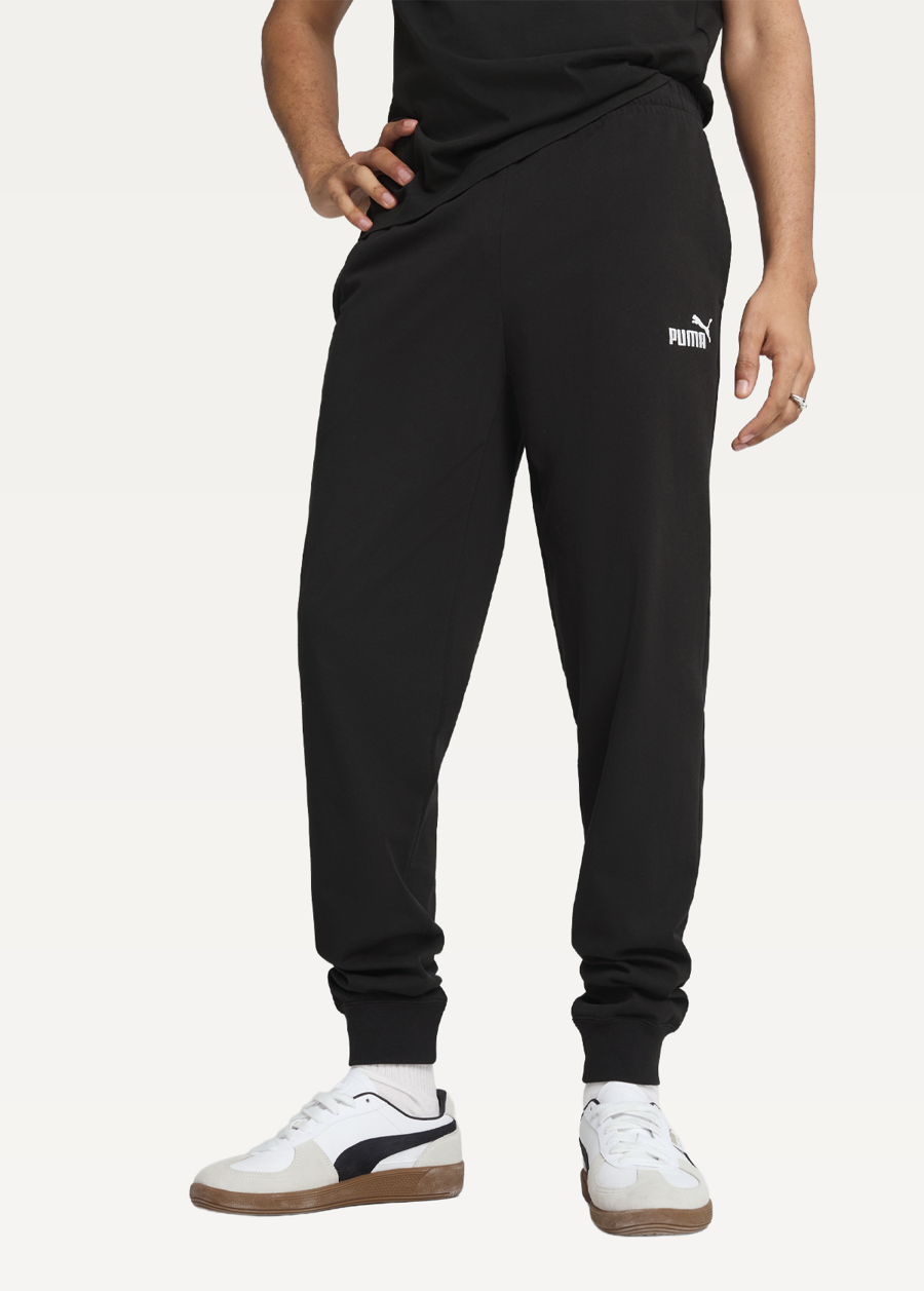Штани спортивні чоловічі PUMA ESS No. 1 Logo Jersey Pants з манжетами чорного кольору