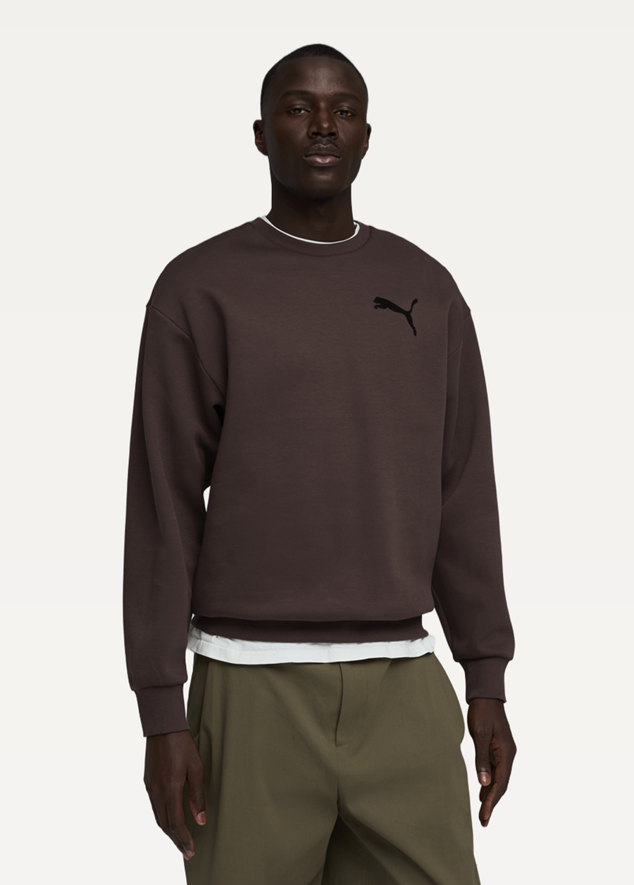 Худі чоловіче PUMA ESS ELEVATED CAT LOGO Crew Chocolate Brown