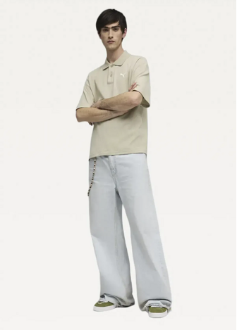 Поло чоловіче PUMA WARDROBE ESS Boxy Polo Pebble Gray