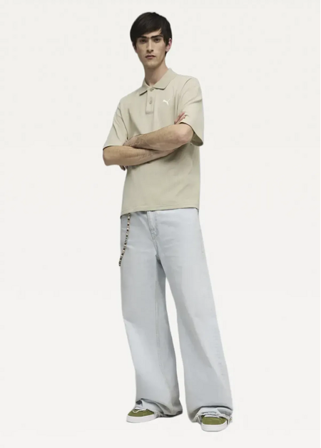 Поло чоловіче PUMA WARDROBE ESS Boxy Polo Pebble Gray