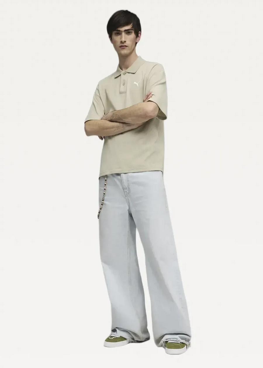 Поло чоловіче PUMA WARDROBE ESS Boxy Polo Pebble Gray