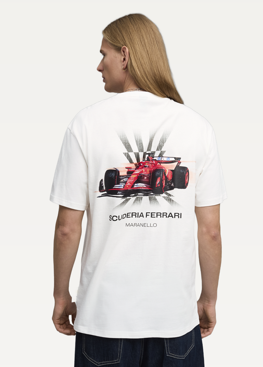 Футболка чоловіча PUMA Ferrari Car Graphic Tee II белого цвета