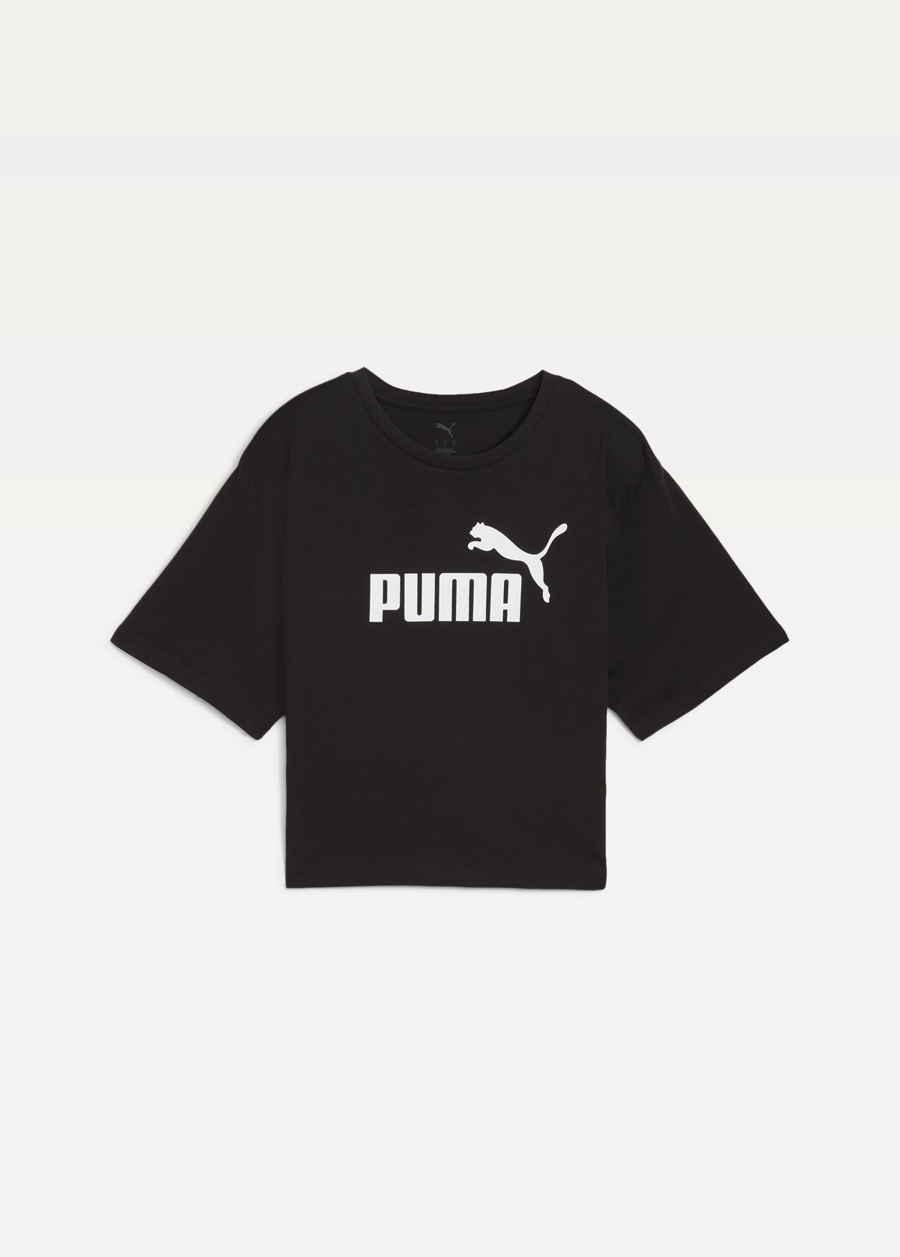Футболка женская PUMA ESS Cropped No. 1 Logo Tee черного цвета