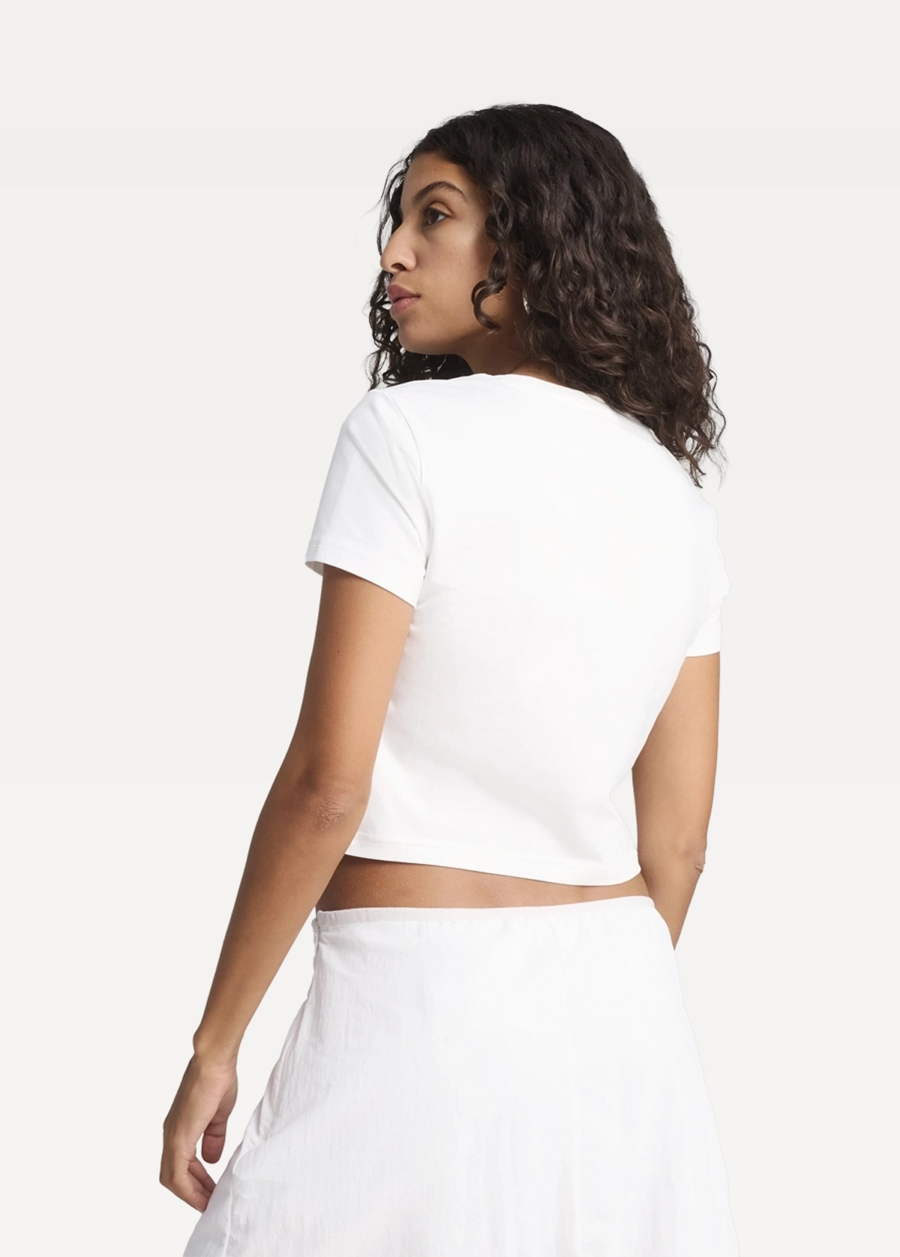 Футболка жіноча PUMA WARDROBE ESS Baby Tee білого кольору