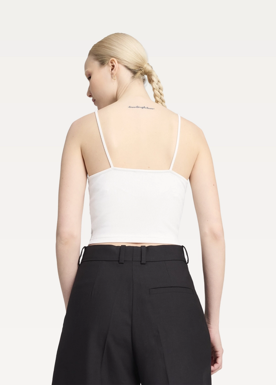 Топ спортивный женский PUMA WARDROBE ESS Ribbed Tank Top белого цвета