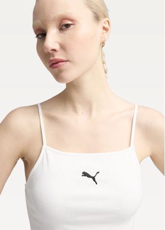 Топ спортивный женский PUMA WARDROBE ESS Ribbed Tank Top белого цвета