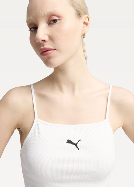Топ спортивний жіночий PUMA WARDROBE ESS Ribbed Tank Top білого кольору