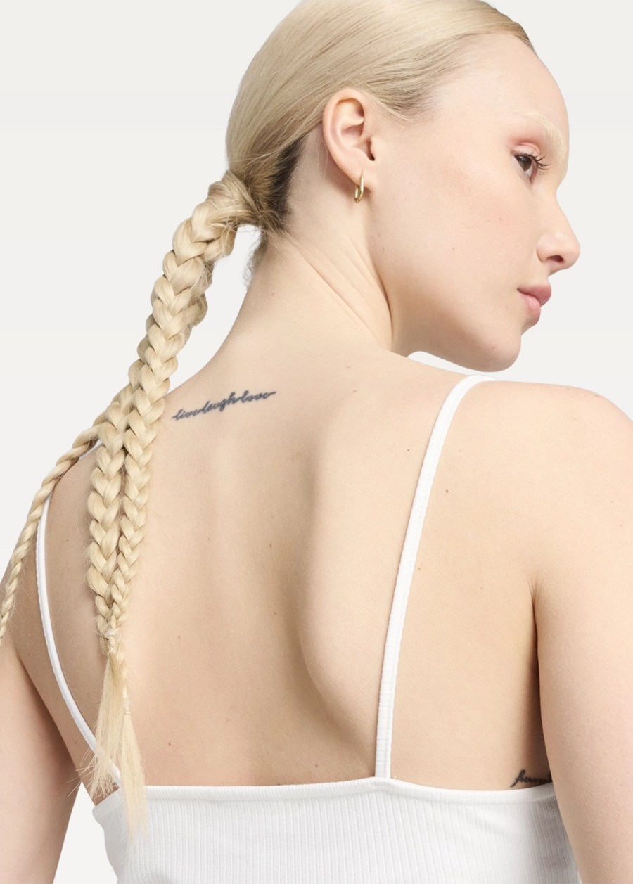 Топ спортивный женский PUMA WARDROBE ESS Ribbed Tank Top белого цвета