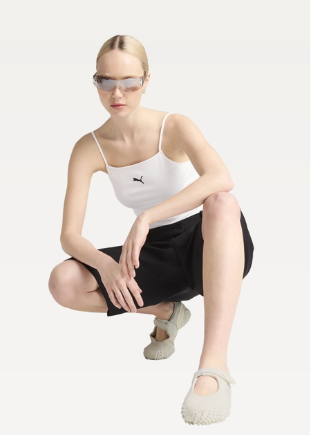 Топ спортивний жіночий PUMA WARDROBE ESS Ribbed Tank Top білого кольору
