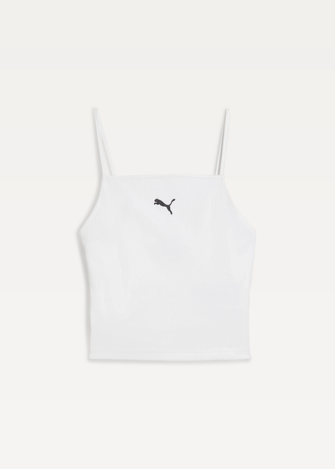 Топ спортивный женский PUMA WARDROBE ESS Ribbed Tank Top белого цвета