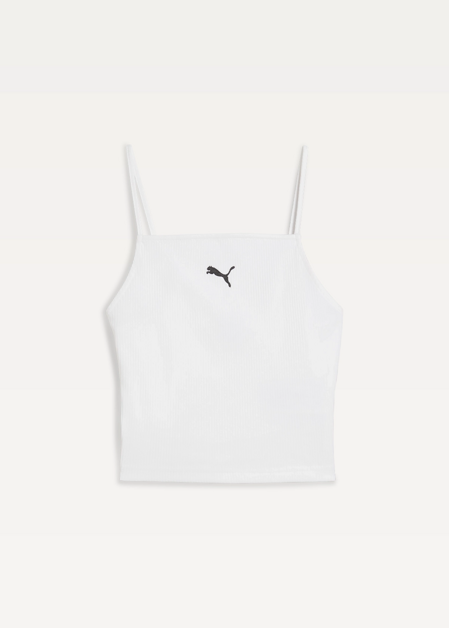 Топ спортивний жіночий PUMA WARDROBE ESS Ribbed Tank Top білого кольору