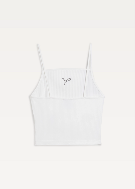 Топ спортивний жіночий PUMA WARDROBE ESS Ribbed Tank Top білого кольору