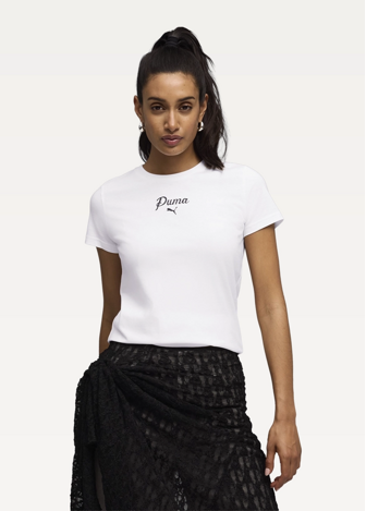Футболка женская PUMA ESS SCRIPT Tee белого цвета