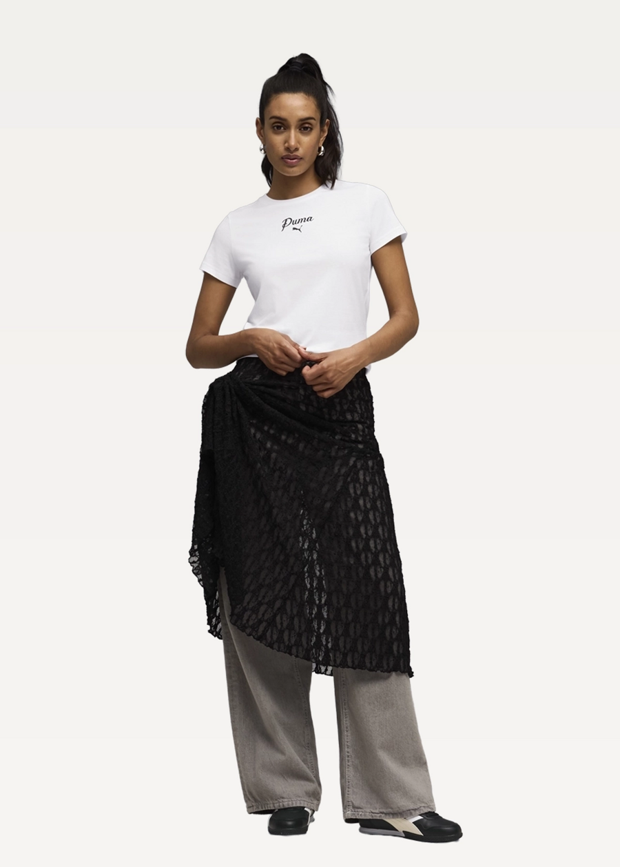 Футболка женская PUMA ESS SCRIPT Tee белого цвета