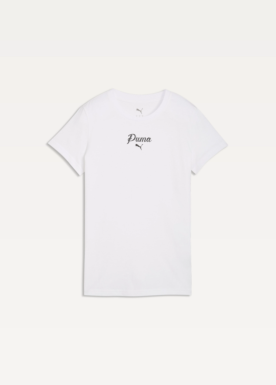 Футболка женская PUMA ESS SCRIPT Tee белого цвета