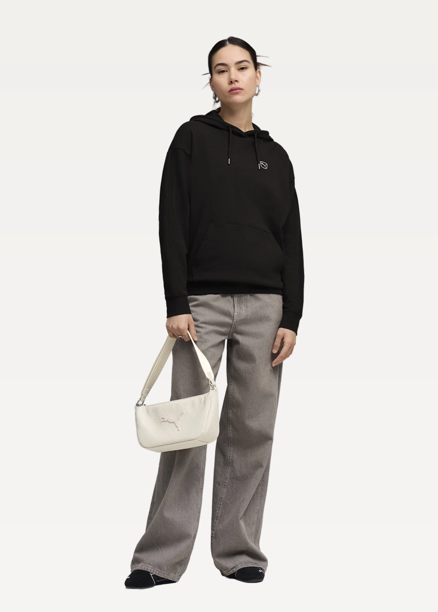 Свитшот женский PUMA ESS ELEVATED Comfort Hoodie черного цвета