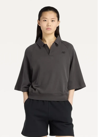 Футболка жіноча New Balance Coastal Fleece Oversized Polo графітового кольору